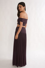 Farela Ruched Waist Maxi Skirt Coffee