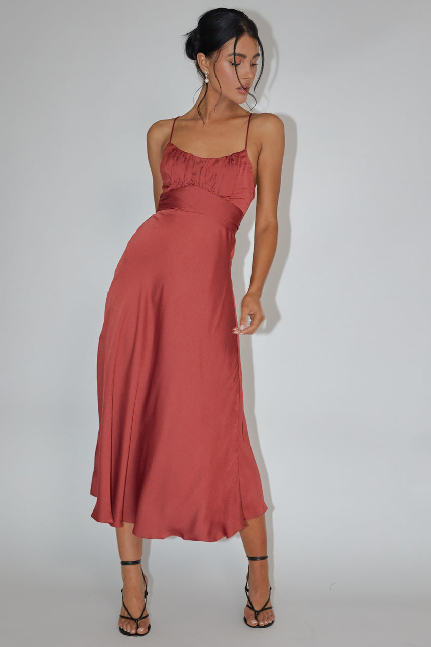 Linka Cami Strap Midi Dress Chocolate – Lucyinparis