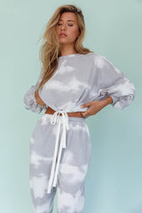 Low Key Dropped Shoulder Ribbed Top Grey
