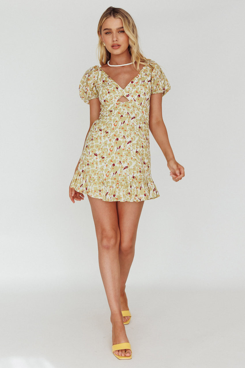 connie mini dress Connie Puff Sleeve Mini Dress Floral Olive – Lucyinparis