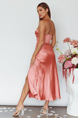 Yvette Wrap Neckline Midi Dress Desert Rose