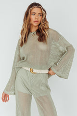 Mahina Long Sleeve Net Top Sage