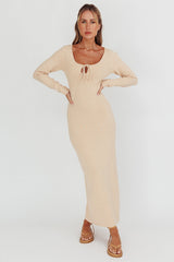 Merine Long Sleeve Knit Maxi Dress Sand